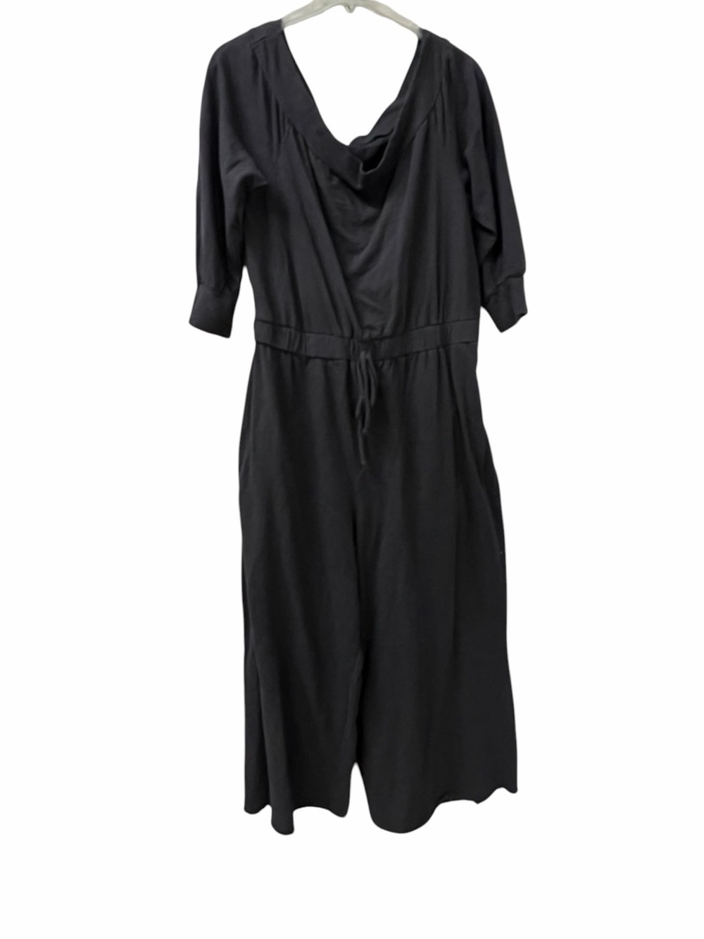 Navy Blue Wide Leg Jade by Jane Jumpsuit with Drop Shoulder Neckline